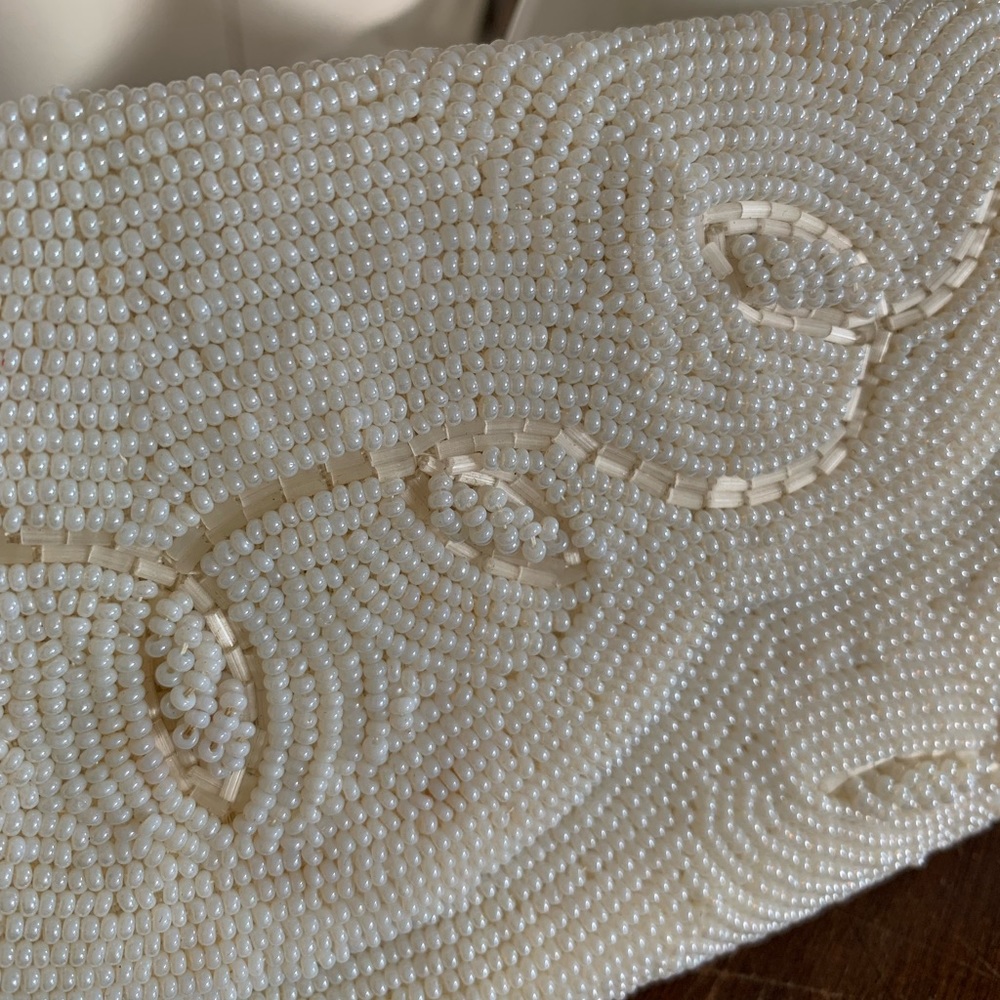 Vintage Ivory Beaded Evening Clutch Bag - Picture 2 of 12